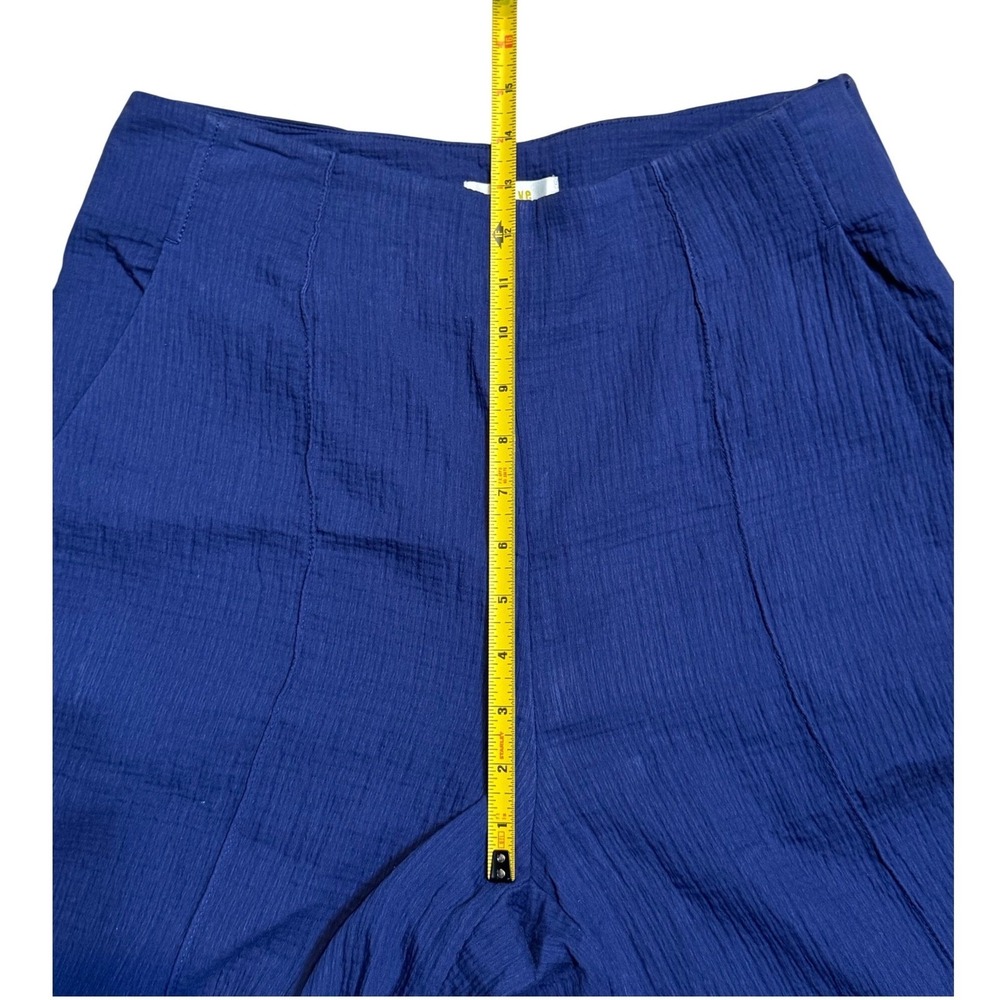 Maeve Anthropologie Navy Blue Cotton Gauze Wide Leg High Rise Pants Size 10 (C) - Picture 4 of 8